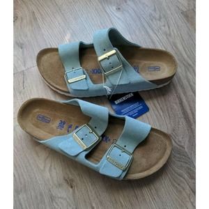 Birkenstock Arizona Soft Footbed Suede Sandals Light Sky Blue